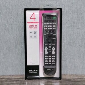 NEW Sony Universal Remote Control Black RM-VZ220 4 Devices TV/CBL/VCR/DVD